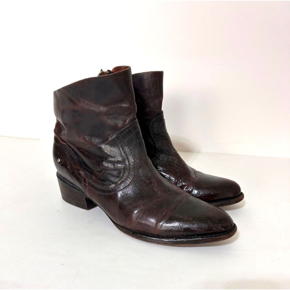 FREEBIRD Women's size 7 EVE Cherry Brown Red Leather Heeled Ankle Booties Boots